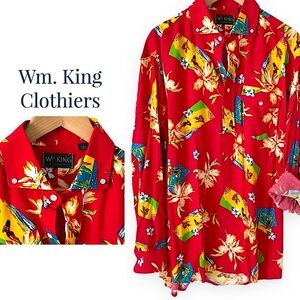 Wm. King Clothiers Hawaiian print popover shirt size large